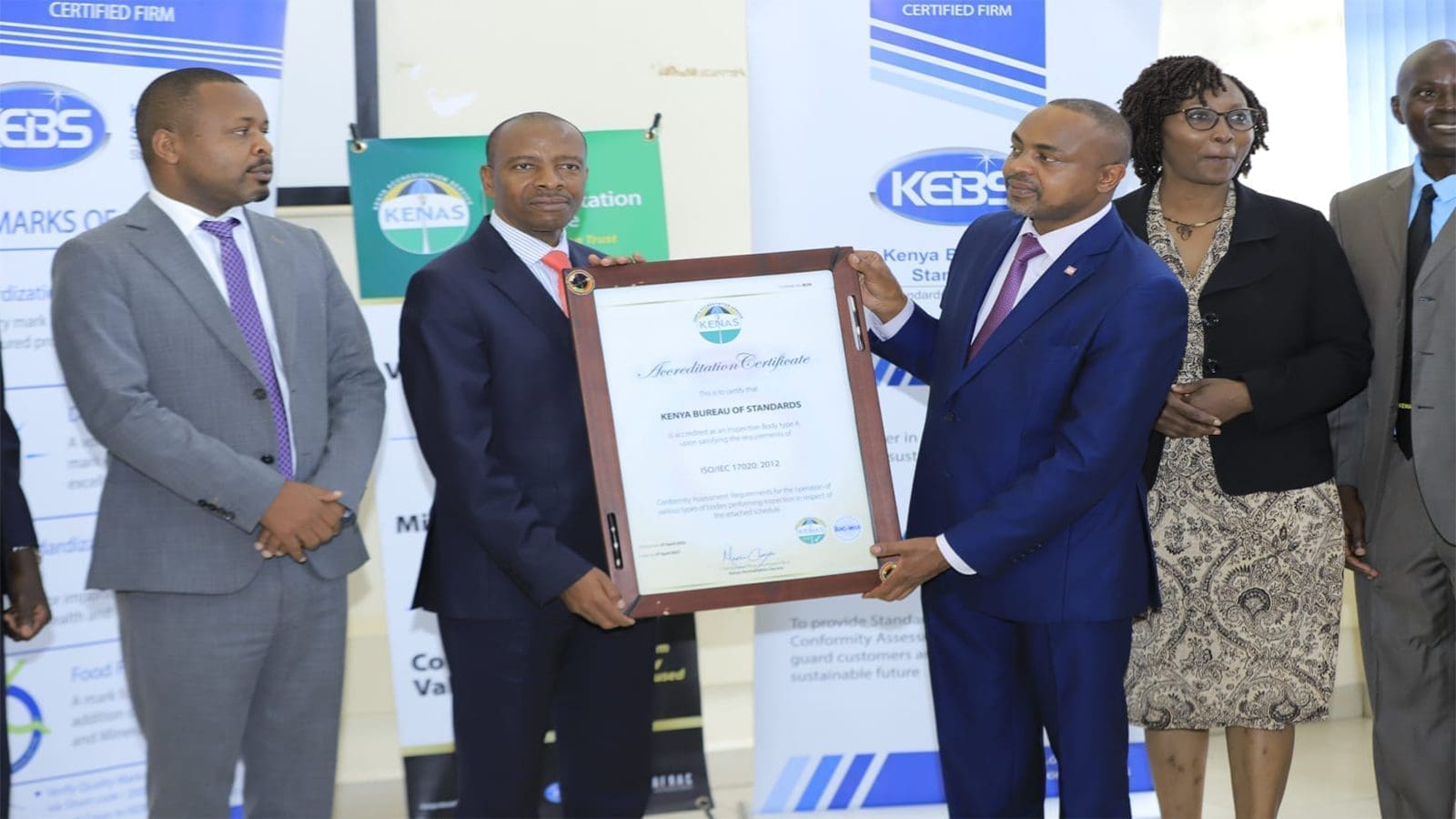KEBS receives ISO/IEC 17020:2012 accreditation